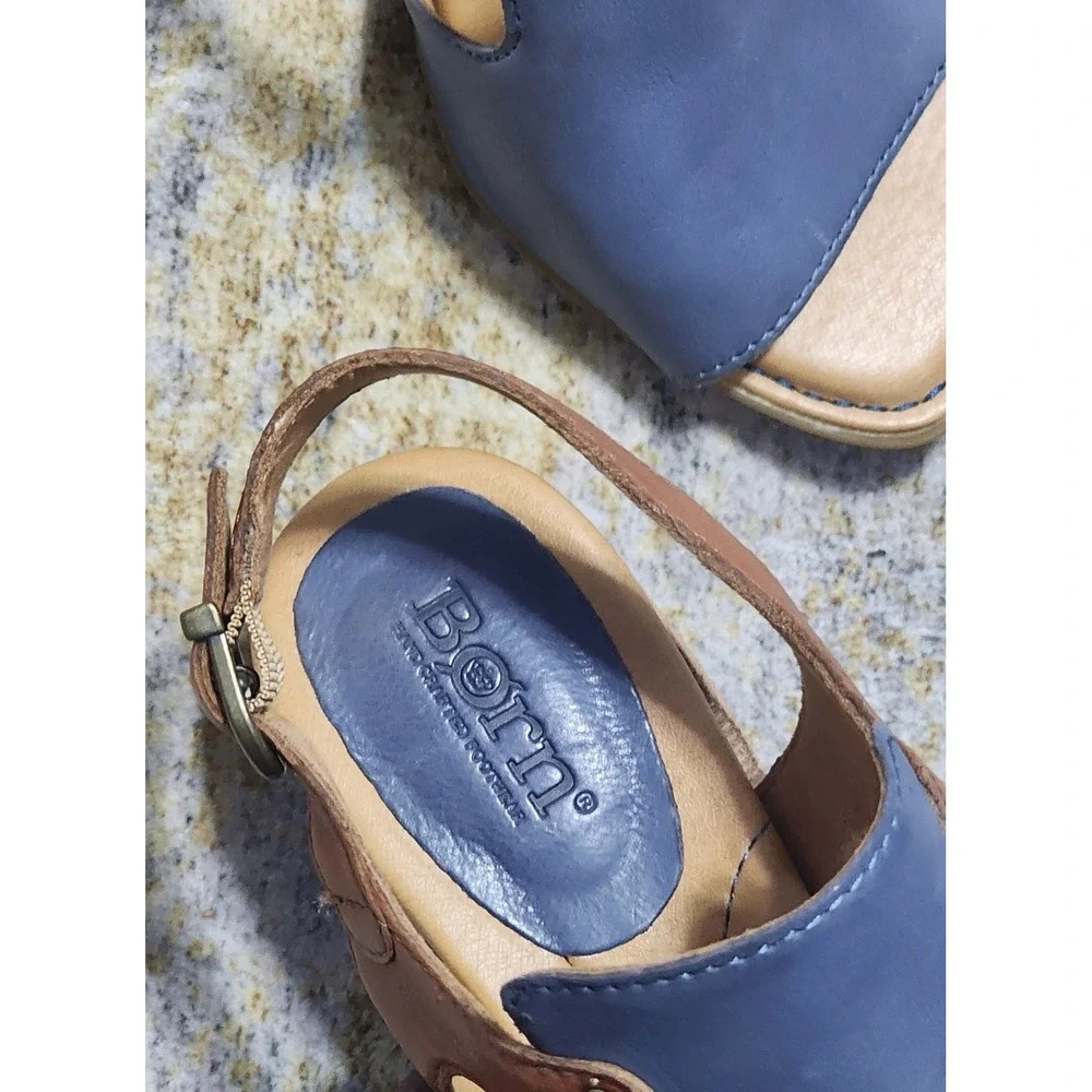 $135 Born Women's Blue Swinton Leather Slingback Sandals -  Size 9M